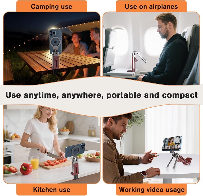 YAGHVEO Airplane Phone Holder Mount,360° Adjustable Hands-Free Mount,Flying Desk Home Long Flight Must Haves Accessories,for iPhone 17 16 15 14 Pro Max - Image 2